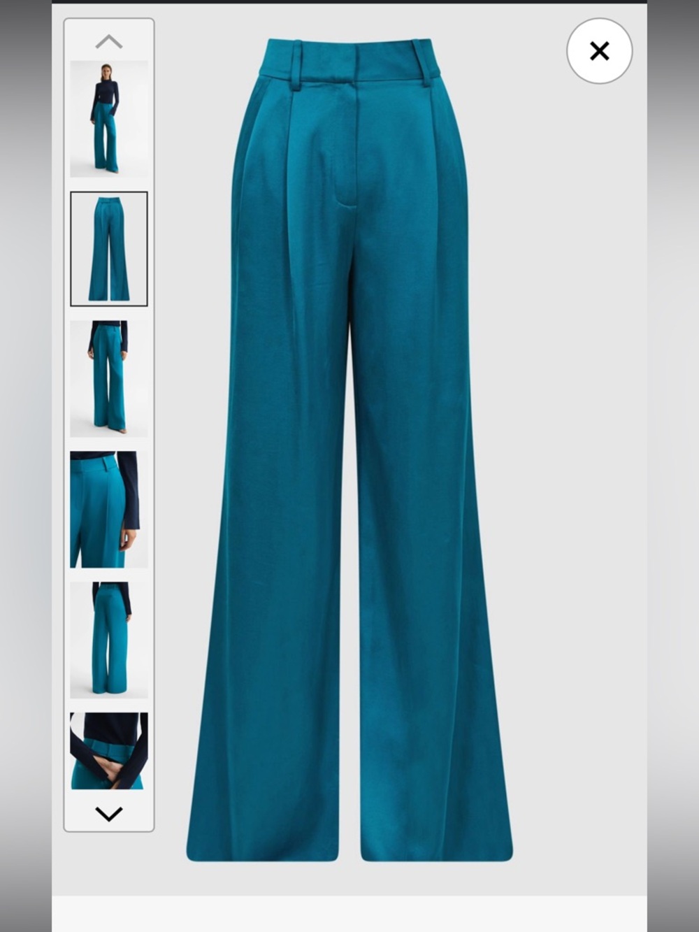 Reiss Teal Wide-Leg Satin Trousers
